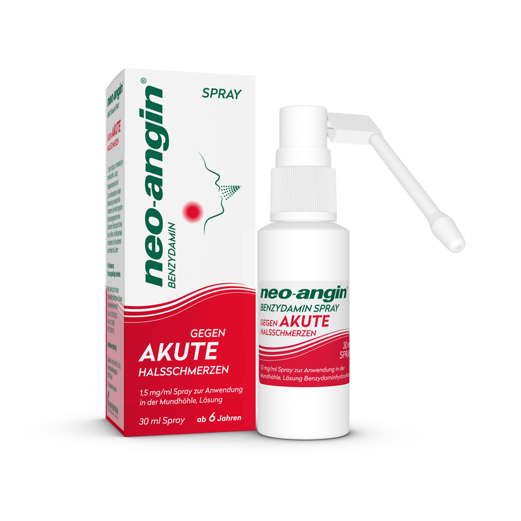 neo-angin® Benzydamin Spray gegen akute Halsschmerzen